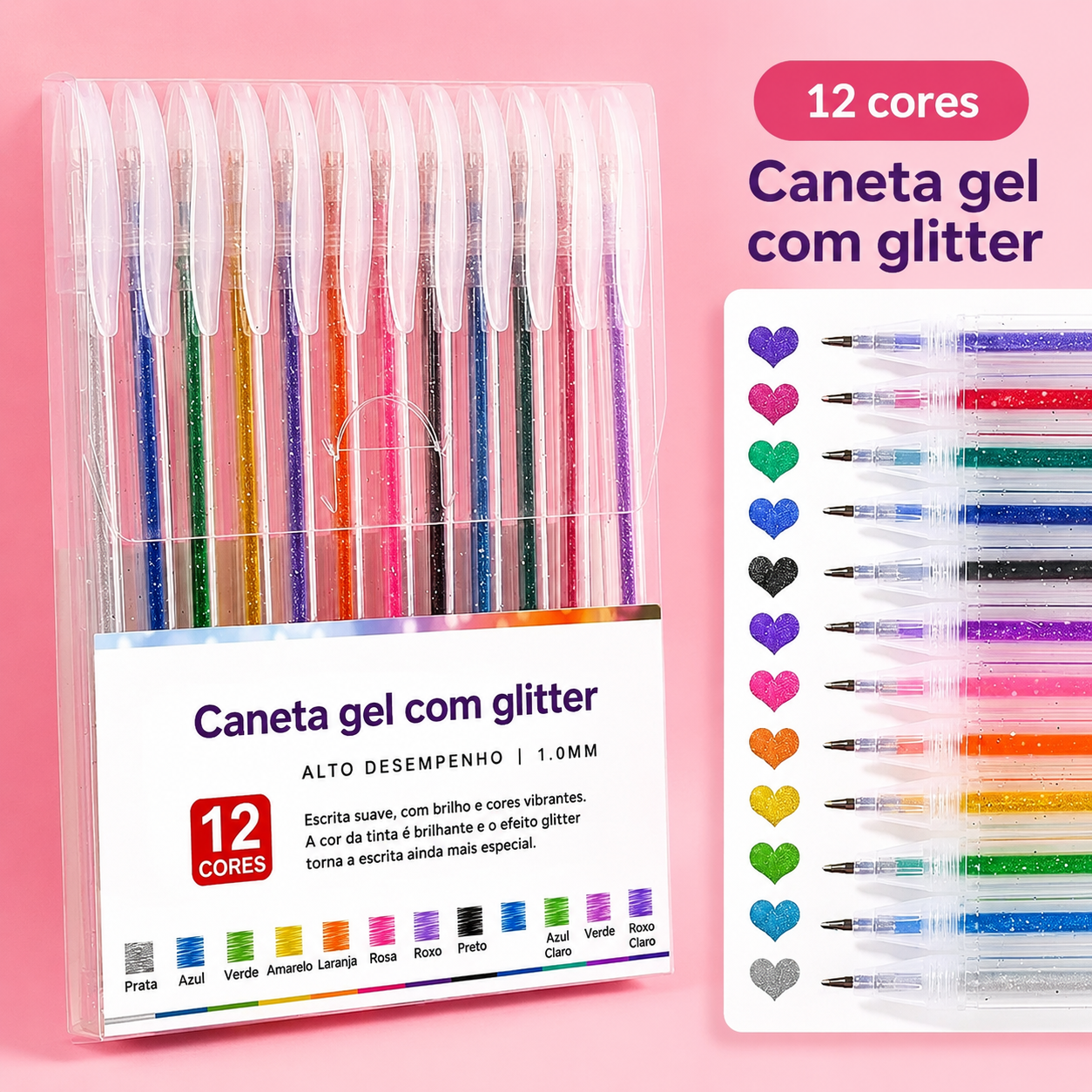 Canetas com Glitter Coloridas ✨🌈