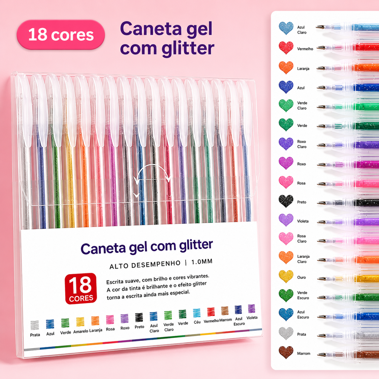 Canetas com Glitter Coloridas ✨🌈